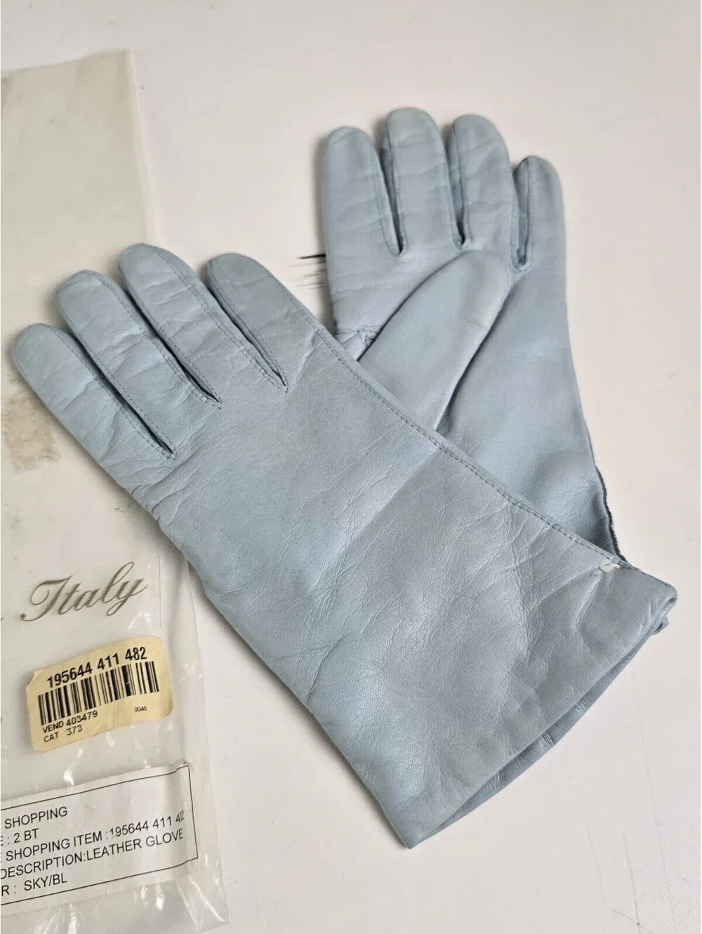 SIM Italian Genuine Leather Gloves 100% Wool Lined Sky-Blue Ladies Womens New